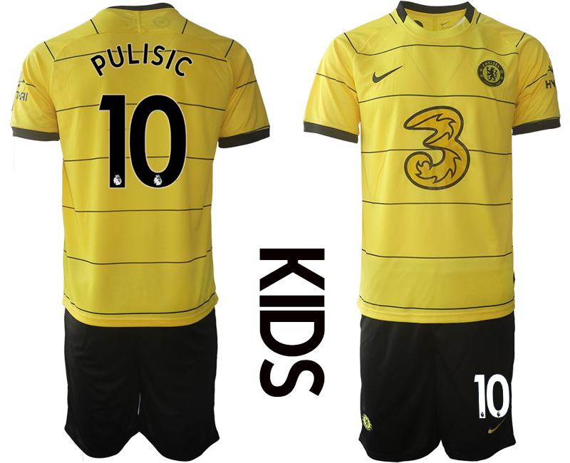 Youth 2021-2022 Club Chelsea away yellow #10 Soccer Jersey